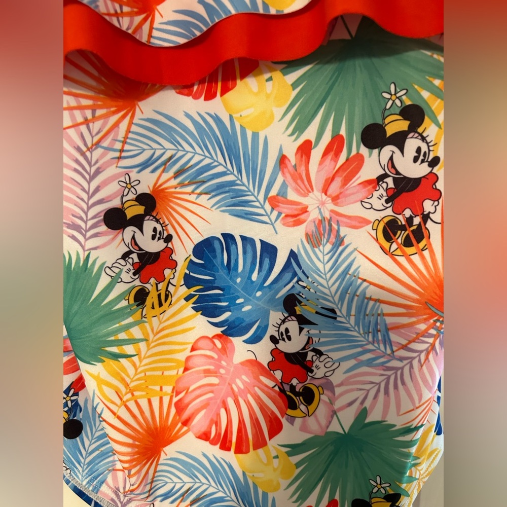 Disney Women’s Tropical Minnie One-Piece Swimsuit - Red, Blue, Green, Yellow - Picture 5 of 5